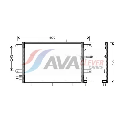 Imagen de AVA COOLING SYSTEMS AI5239 Condensador sin secador 18mm 15,5mm Aluminio 591mm R134a AUDI: A4 B7 Sedán, B6 Avant