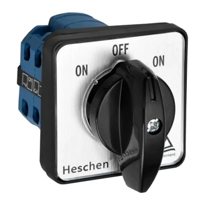 Imagen de Heschen Interruptor de cambio selector leva giratorio universal, SZW26 20/B202.2, On Off On, tipo momentáneo, 660V 20A, 3 posiciones, 2 fases, 8 terminales, CE