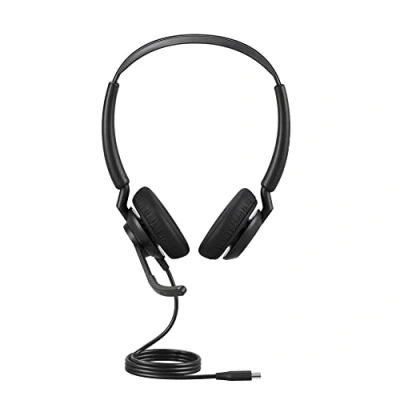 Imagen de Jabra Engage 50 II Auriculares Estéreo con cable, 3 micrófonos, cancelación de ruido, ultraligeros, cable USB C, Para plataformas comunicaciones unificadas como Zoom y Unify, Negro