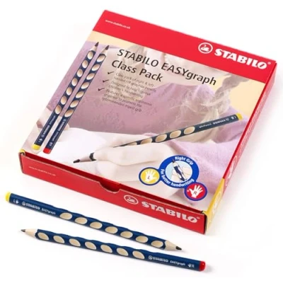 Imagen de STABILO Lápiz ergonómico de grafito EASYgraph Classpack 48 8 x zurdos y 40 diestros Gasolina HB