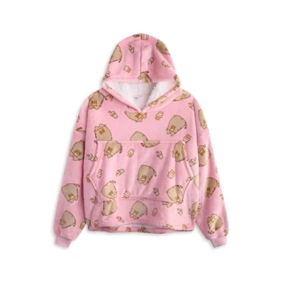 Imagen de Pusheen Sudadera con Capucha para niñas Jersey Rosa niños, Personaje Estampado de Comida por Todas Partes