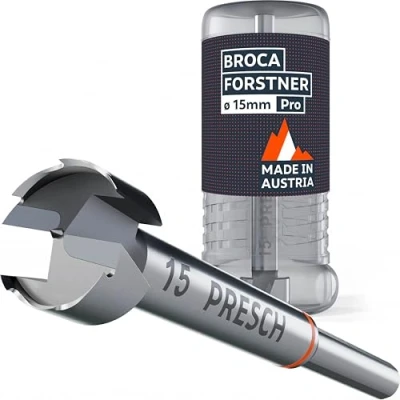 Imagen de Broca Presch Forstner Ø 15mm para madera ultra afilada y duradera Punta central de alta precisión agujeros perfectamente redondos Rendimiento fiable con vida útil optimizada
