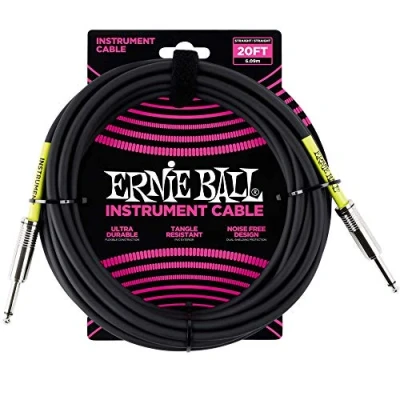 Imagen de Ernie Ball Cable para instrumentos, recto/recto, 6,1 m, color negro