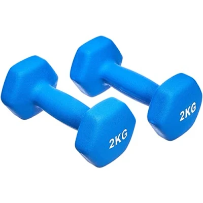 Imagen de Amazon Basics Par de mancuernas neopreno, 2 x kg, Azul claro