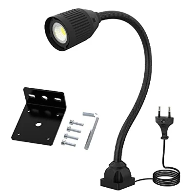 Imagen de Lámpara de trabajo LED cuello cisne flexible Cob 500 lúmenes con tornillo para torre fresadora CNC máquina coser iluminación industrial