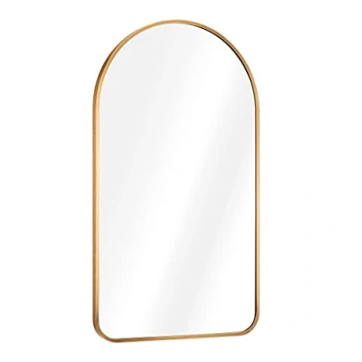Imagen de Navaris Espejo arqueado con Arco Redondeado Tipo Ventana De Pared Decorativo en baño Dormitorio Pasillo 80 x 45 3 cm Dorado/Bronce