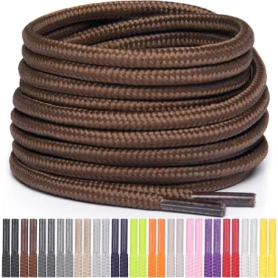 Imagen de Miscly Cordones Redondos para Zapatos, Zapatillas y Botas Disponibles en Múltiples Longitudes Colores (Marrón, 91 cm)