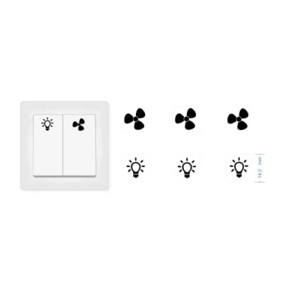 Imagen de Juego de pegatinas con 3 ventiladores y símbolo luz (RP16/1) (14 mm)