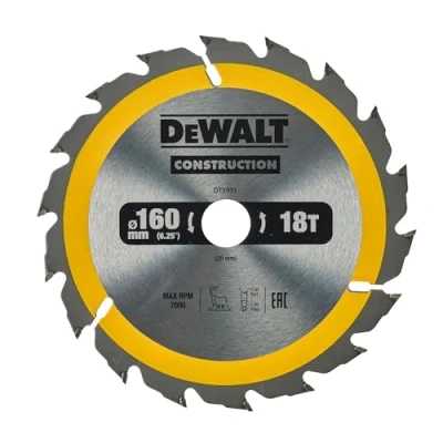 Imagen de DeWalt DT1931 QZ Hoja para sierra circular portátil construcción, 160 x 20 mm, 18D ATB +20º