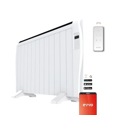 Imagen de Radiador Emisor Térmico EVVO C12 Blanco, 2000W, hasta 26m2, Instalación Suelo o Pared, Control por Voz, Google Home Alexa,12 elementos, Bloqueo infantil, Wifi, remoto,Temporizador