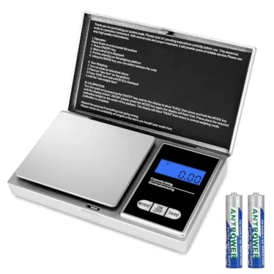 Imagen de Báscula de Precisión 500g / 0.01g,Balanzas Portátiles, Joyería,con Pantalla LCD y 7 Unidades,Plataforma Acero Inoxidable, Función Tara (Plata)