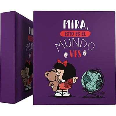 Imagen de Grafoplás Mafalda 88172638. Carpeta de Anillas A4, 4 Mixtas 40mm, Ollao en Lomo, Colección Mundo