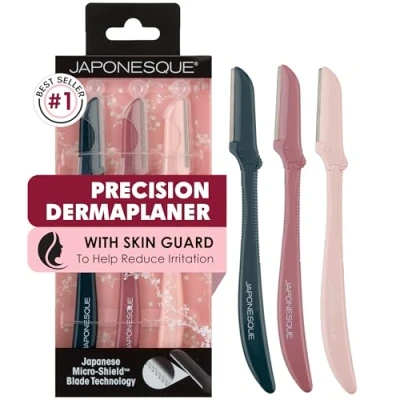 Imagen de Maquinillas de afeitar faciales JAPONESQUE Dermaplaner Juego 3 piezas, kit Maquinilla para el vello facial Dermaplane una hoja mujeres