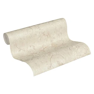 Imagen de A.S. Création 372244 37224 4 Papel pintado (10,05 m x 0,53 m), diseño floral, color crema, gris y beige