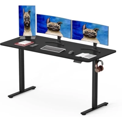 Imagen de SANODESK 2 Motores Escritorio Elevable Eléctrico 160 x 80 cm con Tablero Entero de Altura Ajustable 4 preajustes Memoria Panel Inteligente y Ganchos(Negro)