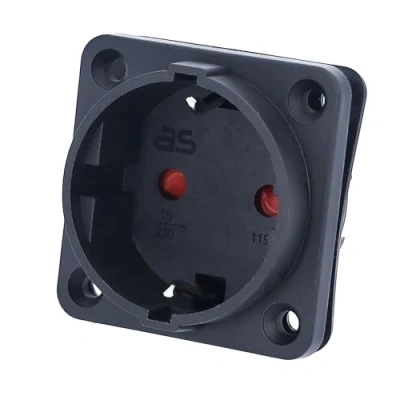 Imagen de as Schwabe 45081 Enchufe empotrable 50 x mm con protección de Contacto 230 V, 16 A para empotrar IP20 Interiores Camping y caravanas Negro