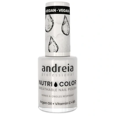 Imagen de Andreia Professional NutriColor Esmalte de Uñas Vegano con Nutrientes 100% Natural Laca Transpirable y Amigable Color NC1 White 10,5ml