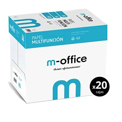 Imagen de Paquete Folios A4 80gr, de 500 hojas, Papel Multifunción para Impresora Inkjet y Láser, Hojas 210 x 297 mm Ideales la Oficina como el Hogar · m office (50000 hojas)