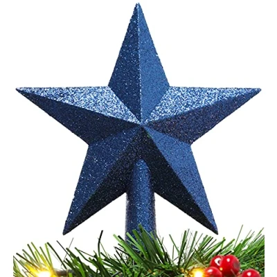 Imagen de Christmas Concepts® 20cm Glitter Tree Topper Adorno para la Punta del árbol de Navidad (Azul Medianoche)