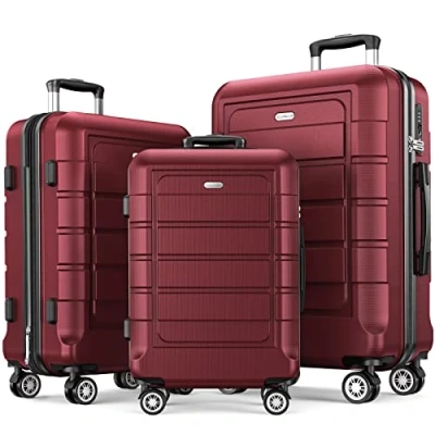 Imagen de SHOWKOO Juego de Maletas Viaje 3 Piezas Rígidas ABS+PC Ampliable Set Maleta Trolley Cabina Ligero Duradero con 4 Ruedas Dobles Giratorias y Cierre TSA (M L XL Rojo)