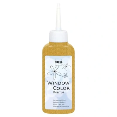 Imagen de KREUL 42772 Pintura para contornos Window Colour, dorada 80 ml, delinear mejor los motivos, superficies lisas como cristal, espejos y azulejos