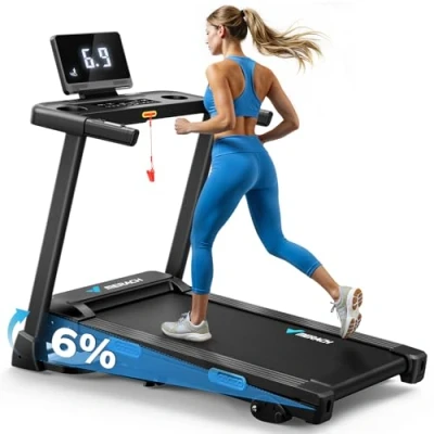 Imagen de MERACH Cinta de Correr Plegable, 6% con Inclinación, 0.8 12km/H Caminadora Electrica para Casa, 2.5HP Walking Pad, Andar Plegable Casa y Oficina, App, Pantalla LED