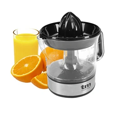 Imagen de TM Electron TMPEX005 Exprimidor eléctrico para cítricos con jarra de 700ml, 2 conos prensa, regulador pulpa ajustable, rotación a izquierda derecha, apto lavavajillas, 40W