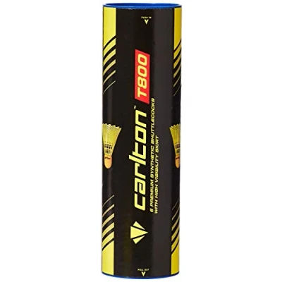 Imagen de DUNLOP BADMINTON Pelota de bádminton Carlton Tournament T800, Amarilla Azul, Medio rápida (77 Granos), para Jugadores júnior y Club (Lata 1x6)