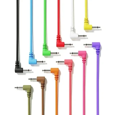 Imagen de ExcelValley 12 Pack Cables de Conexión Mono Modulares Ángulo Recto 3,5mm 1/8&quot; Eurorack Sintetizador [90 cm 36&quot;]