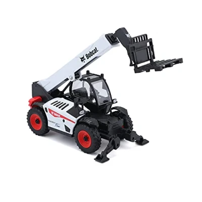 Imagen de Bburago Bobcat TELEHANDLER con Tenedor de palé Trabajo, réplica Juguete Coleccionable a Escala 1:50, Color Blanco