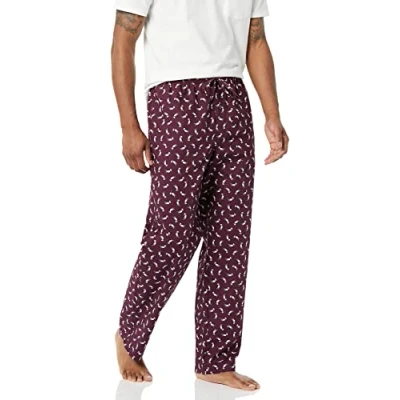 Imagen de Amazon Essentials Pantalón de Pijama Tejido Ajuste Recto Hombre, Burdeos Frailecillo, S