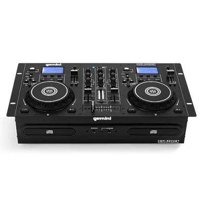 Imagen de Gemini Sound CDM 4000BT Soporte solo Bluetooth Streaming Professional DJ DULA MEDIA Player Mezclador CD / CDR USB Reproducción 2 Band Ecualizer Manual Bucle Sensible Sensitive Jog Wheels