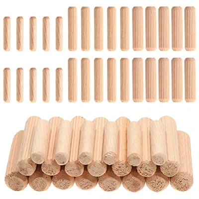 Imagen de Faankiton 650 Piezas Tacos de Madera 6x30/8x40/10x40 mm, Espigas Madera, Pasadores Clavija Estriada, para Manualidades, Muebles