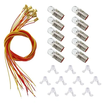 Imagen de E505WT 10 Sets LED Blanco Bombillas del Tornillo de Rosca E5.5 12V 14V Maquetas Trenes