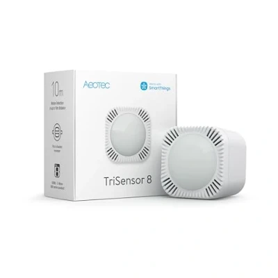 Imagen de Aeotec TriSensor 8 Multisensor 3 en 1 Movimiento Radio de 10 m Temperatura C Luz Lux Z Wave Gen8 Largo Alcance Requiere hub Funciona con SmartThings, Homey, HomeAssistant