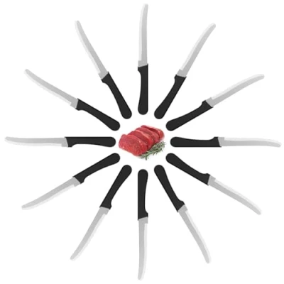 Imagen de Maxentico 12 Piezas cuchillos cocina, set de carne mesa, cuchillo cocina profesional, juego cuchillos, Acero Inoxidable knife, sierra con hoja 12.5 cm, Negro