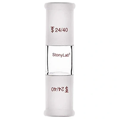 Imagen de stonylab Adaptador de Conexión Recto Vidrio, Connecting Adapter Vidrio Borosilicato 30 mm Entre dos 24/40 Exterior Juntas Cónicas Estándar para Laboratorio Suministro