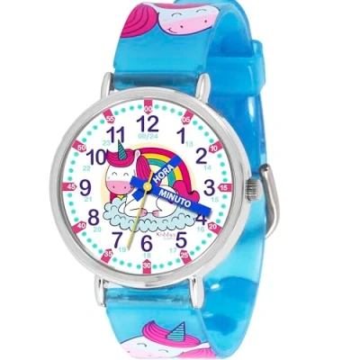 Imagen de Kiddus Reloj Educativo para Niño, Niña, Infantil a Partir de 5 Años. con Sistema Time Teacher, Aprende la Hora los Ejercicios Incluidos.