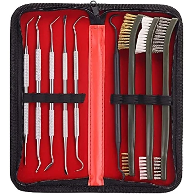 Imagen de ANCLLO Kit de Limpieza Universal Juego púas para Todas Las Pistolas Cepillo Acero latón Nailon Doble Punta Metal con Estuche
