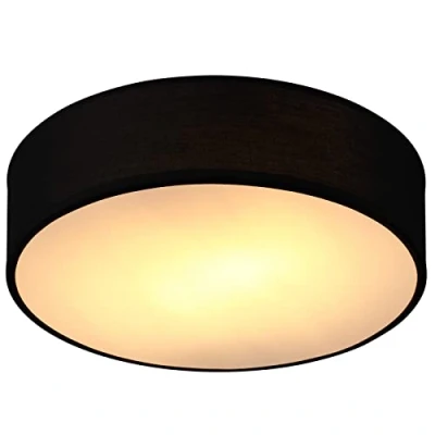 Imagen de Monzana Lámpara colgante de techo Ø38cm Aplique luz con pantalla tela Negro y Casquillo 2xE27