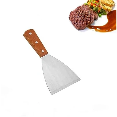 Imagen de Espátula triangular fuerte para plancha de cocina, Acero inoxidable Raspadores Filete ternera Hamburguesa volteo Cocina Herramienta