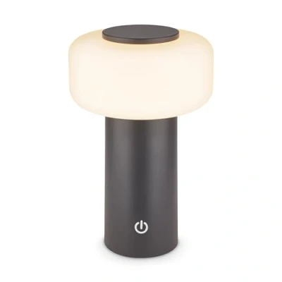 Imagen de BRILONER lampara de mesa sin cable LED IP44 con control táctil, regulable, batería intercambiable, mesita noche cable, recargable, 13x20,6 cm, antracita