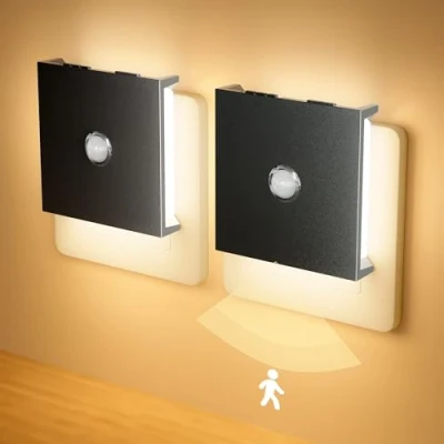 Imagen de Feliigo Luz Nocturna con Sensor de Movimiento, 2 Piezas Infantil Enchufe Regulable 3 Modos, Brillo Ajustables, para Habitación Niños, Baño, Pasillo, Cocina, Escaleras