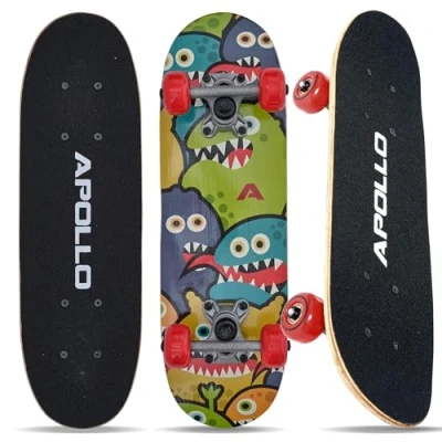 Imagen de Apollo Skateboard Niño Monopatín con Cojinetes ABEC 3 y Ejes de Aluminio Skate Completo Diseños Geniales Monopatines para Niños a Partir Años