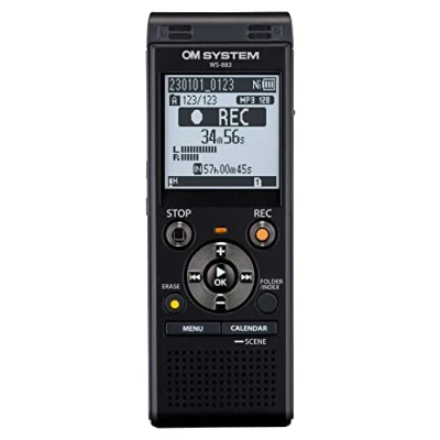 Imagen de Grabadora Digital de Voz OM SYSTEM WS 883 micrófonos estéreo incorporados, USB Directo, cancelación Ruido, Modo Simple, 8 GB Memoria y grabación activada por (VCVA)