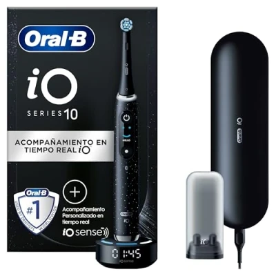 Imagen de Oral B iO 10 Cepillo de Dientes Eléctrico Negro, con 1 Cabezal y Estuche Cargador Viaje, Diseñado por Braun