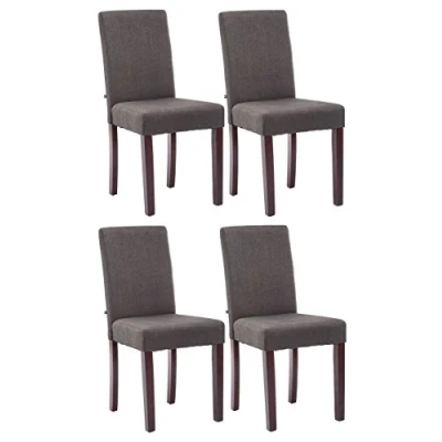 Imagen de CLP Set De 4 Sillas Comedor Ina Acolchadas En Tela I Juego Butacas Sala con Base Madera, Color:Gris Oscuro, Color del Marco:Cappuccino