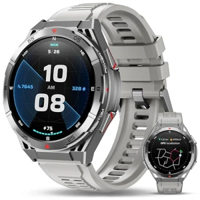 Imagen de OUKITEL Reloj Inteligente Hombre GPS BT12, Smartwatch Deportivo con 150 Modos Deportivos, Pantalla AMOLED de 1,43&quot; 5ATM Impermeable, 24/7 Monitor Salud, batería 10 días