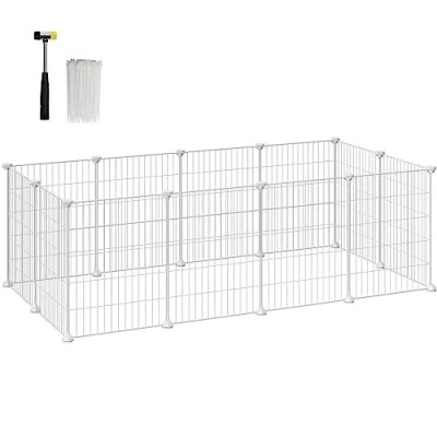 Imagen de SONGMICS Jaula para Mascotas, Valla MetÁlica HÁmster, Conejitos, Parque de Mascotas en Bricolaje, Animalitos, Blanco LPI01W