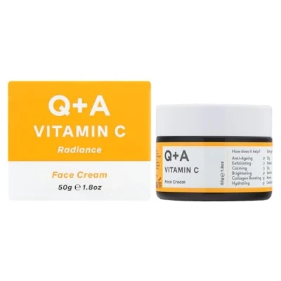 Imagen de Q+A Crema Radiante con Vitamina C Facial Hidratante y Antiedad para Aumentar el Colágeno, Centella Asiática Mejorar la Elasticidad Frutas Tropicales Ricas 50g
